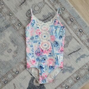 Lilly Pulitzer Girls Toddler Pink Blue Fireworks One Piece Swimsuit Sz3